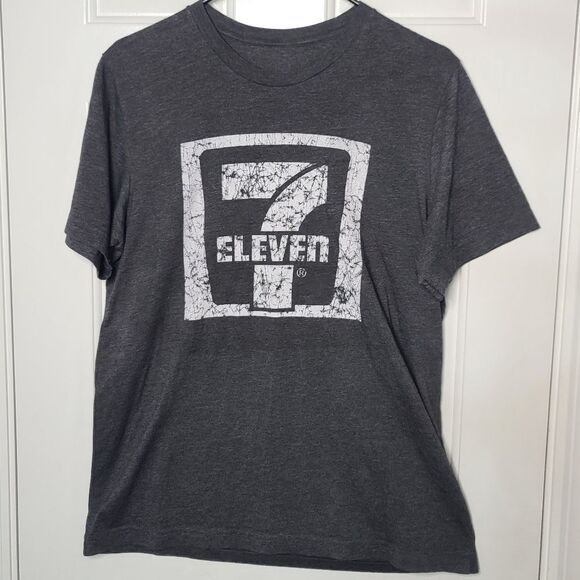 7 Eleven Logo - T-Shirt - Heathered Gray and White - No Tag - Size Medium - Picture 1 of 2